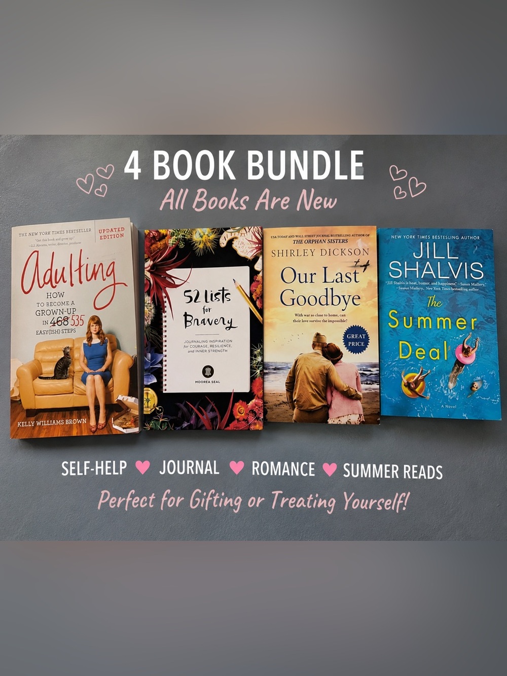 4 New Books Bundle | Adulting + Journal + Romance + Summer Reads